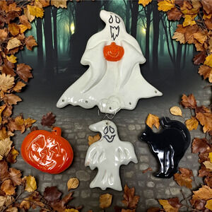 Vintage Halloween Ceramic Hanging Decoration Mobile Parts Only Crafting READ
